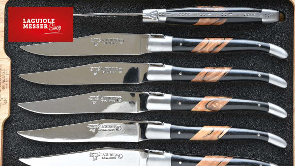 Laguiole en Aubrac Steakmessersetr Biseau - Bois d'Aubrac