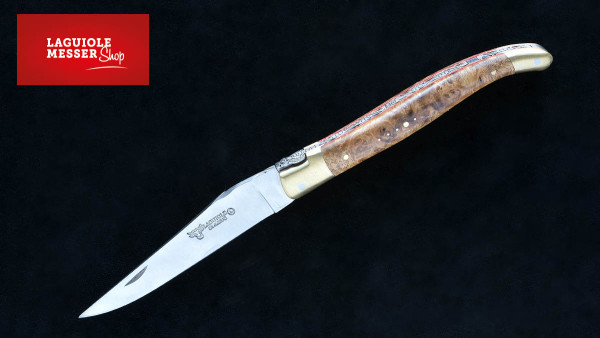 Laguiole en Aubrac Klappmesser-Bois d'amboine-Laiton-rouge