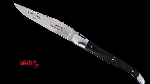 Laguiole Klappmesser Pointe de Corne noir Ciselé dessus-dessous